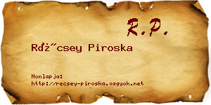 Récsey Piroska névjegykártya